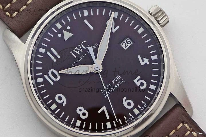 MIROTIME 1226 HighQuality Mark XVIII IW327010 SS M+F 1:1 Best Edition Brown Dial on Brown Leather Strap A 7049